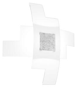 Plafoniera Moderna Tetris Color Met. Foglia Argento Vetro Bianco 4 Luci E27 55Cm