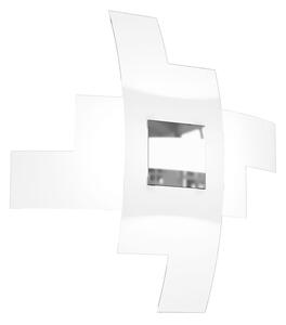 Plafoniera Moderna Tetris Color Metallo Cromo Vetro Bianco 4 Luci E27 55Cm