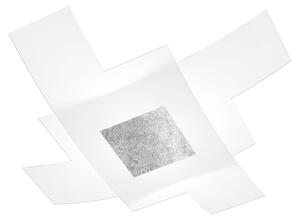 Plafoniera Moderna Tetris Color Met. Foglia Argento Vetro Bianco 4 Luci E27 95Cm