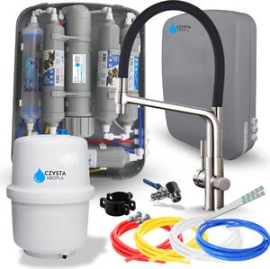 Rubinetto da cucina Ari Flexible con doppio erogatore, doccetta estraibile e rubinetto per acqua filtrata, inox satinato
