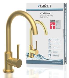 Miscelatore da cucina SCHÜTTE CORNWALL, miscelatore da cucina con funzione di risparmio energetico, miscelatore monocomando bocca girevole a 360°, oro opaco