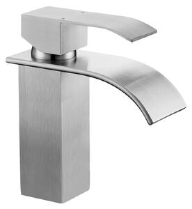 Rubinetto per lavabo, bocca a cascata, acciaio inossidabile resistente, acciaio spazzolato, G3/8
