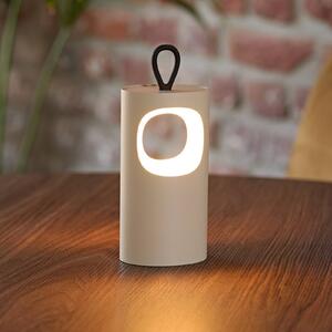 Sigor Lampada LED da tavolo a batteria Lunari, beige, 16 cm, metallo, CCT IP44 dimmerabile, Crema / Ambra, Soggiorno / Sala da pranzo, Alluminio, Moderno, Lampada da tavolo LED