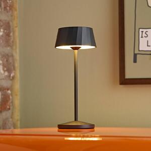 Sigor Lampada LED da tavolo a batteria Facetta, nera, 22 cm, metallo CCT IP44 dimmerabile, Nero, Soggiorno / Sala da pranzo, Alluminio, Moderno, Lampada da tavolo LED
