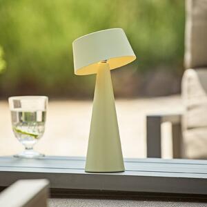 Sigor Lampada da tavolo a LED ricaricabile Solino, verde, solare/USB, 26 cm, IP44 dimmerabile, Verde, Soggiorno / Sala da pranzo, Alluminio, Moderno, Lampade solari