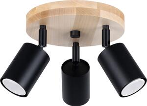 Faretto JUNGLO nero-legno 3xGU10x10W in metallo, dimensioni: 17x33x33 cm, IP20, Pure Lume