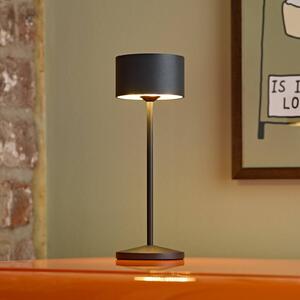 Sigor Lampada LED da tavolo a batteria Veluna, nera, altezza 25 cm IP44 dimmerabile, Nero, Soggiorno / Sala da pranzo, Alluminio, Moderno
