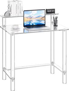 Scrivania in vetro acrilico - Scrivania per computer con supporto per monitor - Con 2 ripiani - Capacità di carico 60 kg - Dimensioni 50 x 80 x 88 cm - Trasparente