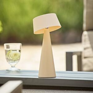 Sigor Lampada da tavolo a LED ricaricabile Solino, beige, solare/USB, 26 cm, IP44 dimmerabile, Crema / Ambra, Soggiorno / Sala da pranzo, Alluminio, Moderno, Lampade solari