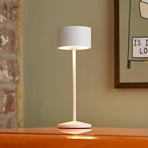 Sigor Lampada LED da tavolo a batteria Veluna, bianca, altezza 25 cm, IP44, dimmerabile, Bianco / Opale, Soggiorno / Sala da pranzo, Alluminio, Moderno