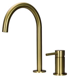 Pure.Sink Luxion Rubinetto da cucina a 2 fori dorato con bocca rotonda PLX2HR-60