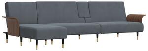 Divano Letto a L Grigio Scuro 279x140x70 cm in Velluto