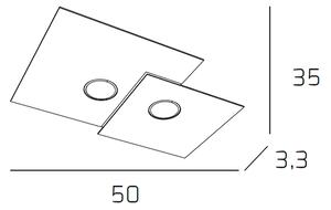 Plafoniera Moderna Rettangolare Plate Metallo Grigio Antracite 2 Luci Gx53