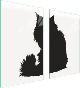 Piastre copri fornelli 2 pezzi 75x52 Copri piano cottura in Vetroceramica tagliere in vetro gatto bianco