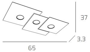 Plafoniera Moderna Rettangolare Plate Metallo Sabbia 3 Luci Gx53