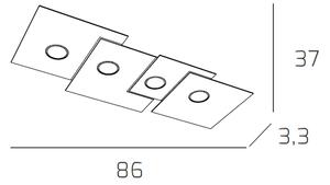 Plafoniera Moderna Rettangolare Plate Metallo Grigio Antracite 4 Luci Gx53
