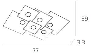 Plafoniera Moderna Rettangolare Plate Metallo Grigio Antracite 6 Luci Gx53
