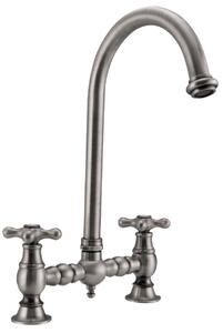 PB Rubinetto da cucina in stile retrò con bocca rotonda in acciaio inossidabile e manopole a stella PBN.RVS.R.ST