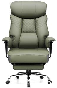 COMHOMA sedia da gioco per persone alte e pesanti, sedia da ufficio ergonomica fino a 180 kg, cuscino di seduta 3D, regolabile con poggiapiedi, Finto cuoio, verde