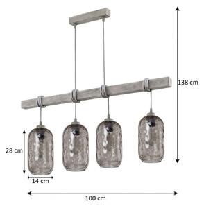 BRILAGI - Lampadario a cavo WOOD GLASS 4xE27/60W/230V pino/grigio/grigio fumé