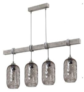 BRILAGI - Lampadario a cavo WOOD GLASS 4xE27/60W/230V pino/grigio/grigio fumé