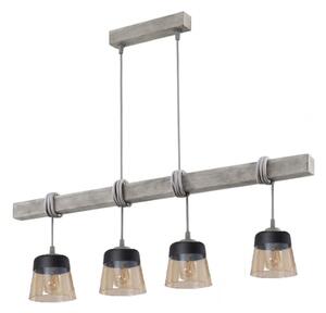 BRILAGI - Lampadario a cavo WOOD GLASS 4xE27/60W/230V pino/grigio/marrone fumé