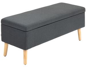 HOMCOM Panchina Imbottita con Spazio di Archiviazione, Cassapanca in Effetto Lino, Legno di Gomma, 110 x 39 x 45 cm, Grigio Scuro