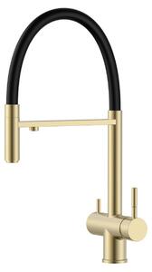 Rubinetto da cucina Pure.Sink Elite Steel Flex a 3 vie con finitura PVD oro spazzolato, bocca flessibile e filtro per l'acqua PS8110-60