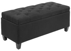 HOMCOM Panca con spazio di archiviazione, Truhenbank, poliestere simile al lino, legno di gomma, Nero, 100 x 40 x 44 cm