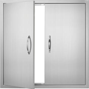 Porta di accesso per barbecue - Doppia porta per cucina esterna, in acciaio inox, installazione verticale, per isola barbecue, stazione barbecue, mobile esterno - 790 x 790 x 46 mm