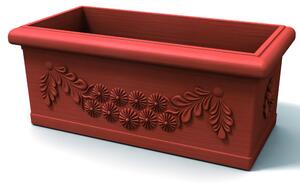 Vaso rettangolare Festonato in Polietilene colore inalterabile dimensioni 80x40 x h 33,5- 45 litri colore terracotta