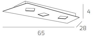 Plafoniera Moderna Note Metallo Sabbia 3 Luci Gx53 65Cm