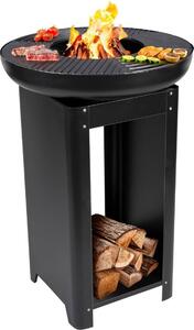 Alpina 3 in 1 - caminetto da giardino 61 x 90 cm - con piastra per grigliare teppanyaki - griglia plancha con deposito per legna da ardere - caminetto per esterno - metallo