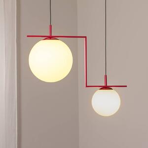 ALDEX Lampada a sospensione Zac, opalino/rosso vino, a 2 luci