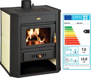 Stufa a legna PRITY WD W15 con scambiatore di calore ad acqua Stufa per riscaldamento centrale - 19 Kw
