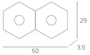 Plafoniera Moderna Hexagon Metallo Foglia Argento 2 Luci Led 12X2W