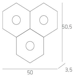 Plafoniera Moderna Hexagon Metallo Foglia Argento 3 Luci Led 12X3W