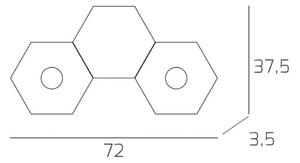 Plafoniera Moderna 3 Moduli Hexagon Metallo Bianco 2 Luci Led 12X2W