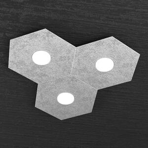 Plafoniera Moderna Hexagon Metallo Foglia Argento 3 Luci Led 12X3W