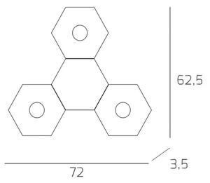 Plafoniera Moderna 4 Moduli Hexagon Metallo Marrone 3 Luci Led 12X3W