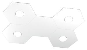 Plafoniera Moderna 5 Moduli Hexagon Metallo Bianco 4 Luci Led 12X4W