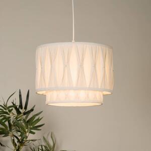 Searchlight Lampada a sospensione Wieka, dimmerabile, Crema / Ambra, Soggiorno / Sala da pranzo, Tessuto / Stoffa / Seta, Scandinavo, Lampada a sospensione