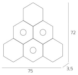 Plafoniera Moderna 6 Moduli Hexagon Metallo Foglia Argento 3 Luci Led 12X3W