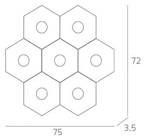 Plafoniera Moderna Hexagon Metallo Foglia Rame 7 Luci Led 12X7W