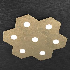 Plafoniera Moderna Hexagon Metallo Foglia Oro 7 Luci Led 12X7W