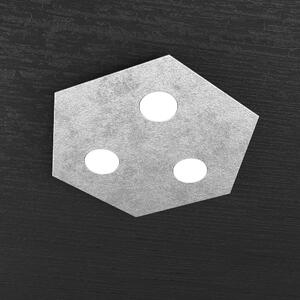 Plafoniera Moderna Esagonale Hexagon Metallo Foglia Argento 3 Luci Led 12X3W