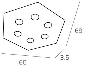 Plafoniera Moderna Esagonale Hexagon Metallo Grigio 6 Luci Led 12X6W