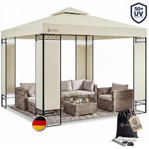 Casaria Gazebo Lorca Padiglione 3x3m in Metallo Resistente Idrorepellente con Pannelli Laterali Tendone da Giardino Feste