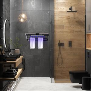 Asciugamani elettrico con sterilizzatore UV, bagno o cucina, montaggio a parete, 60 cm, 450 W, ElectricSun PREMIUM Nero