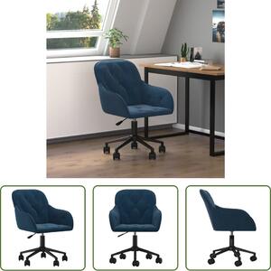 The Living Store Sedia da ufficio girevole in velluto blu